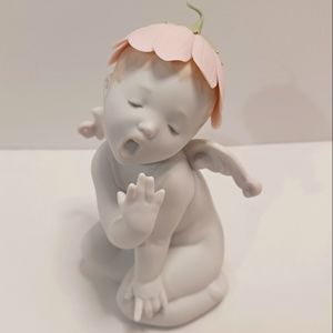 🌸MIB Lladro "I'm So Tired" Angel Cherub with Pink Flower Cap Figurine 010.16969